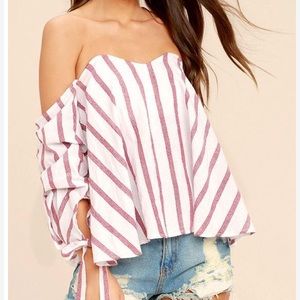 Lulus someone special red and white striped top